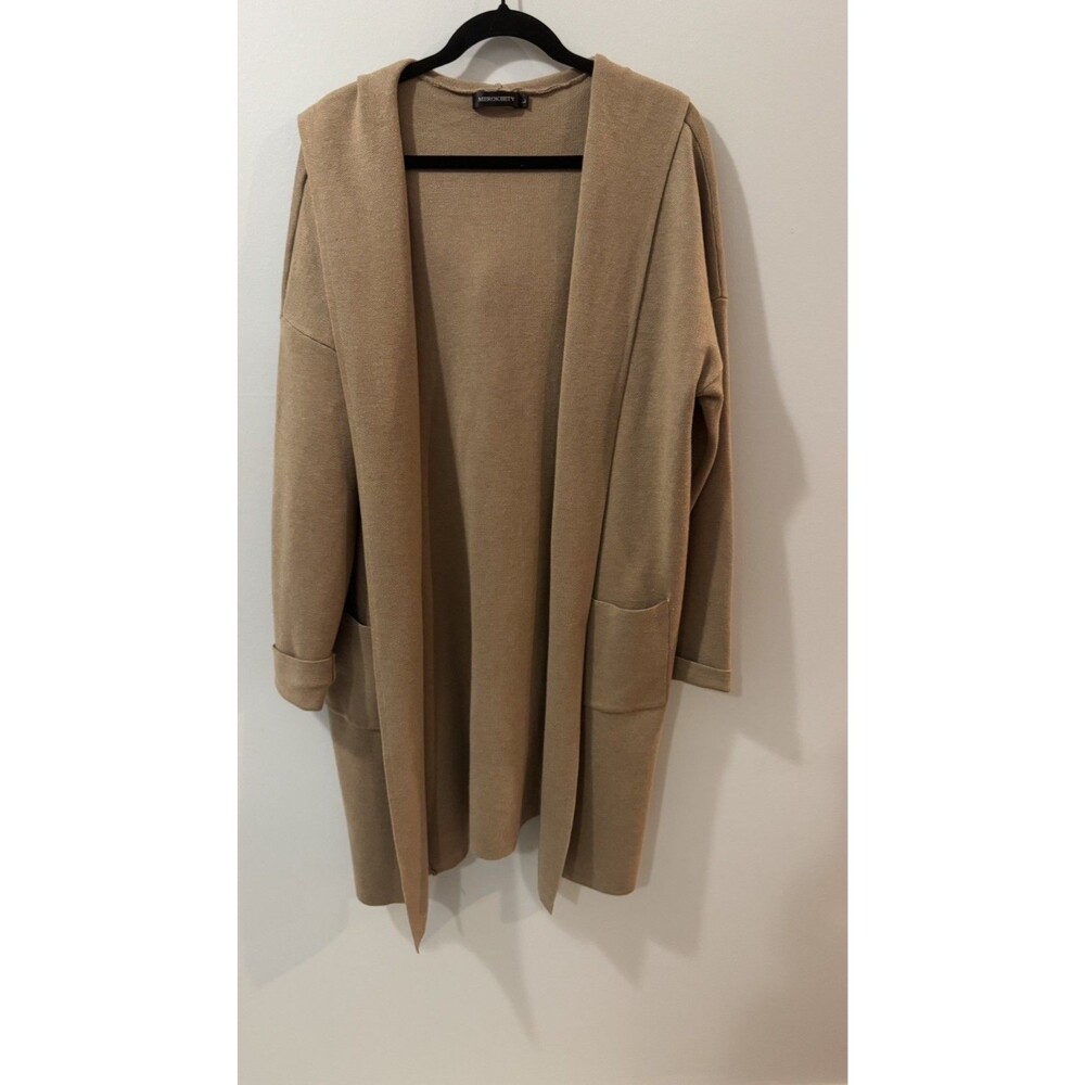 MEROKEETY WOMEN  LONG SLEEVE OPEN FRONT HOODED CARDIGAN LARGE - Picture 3 of 11